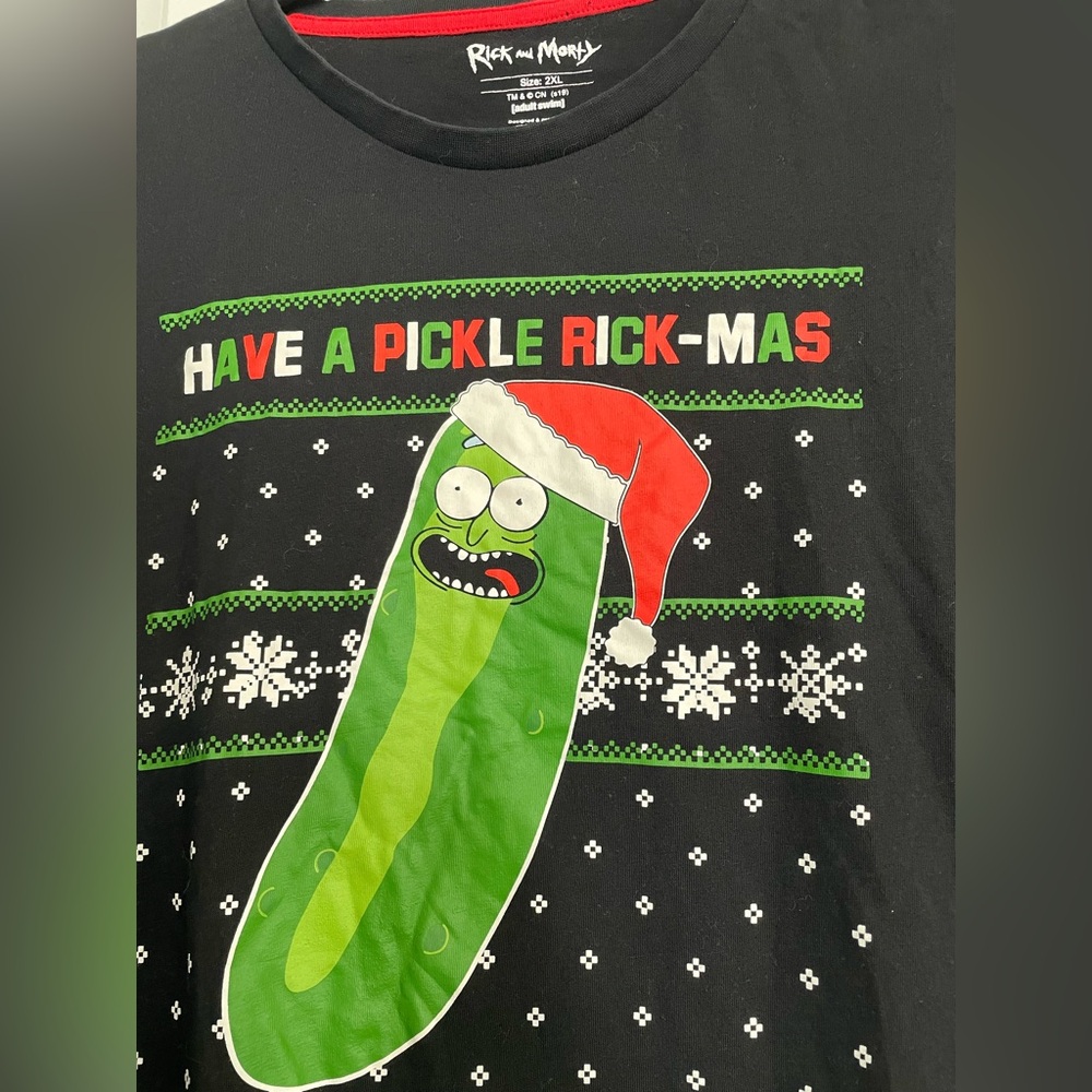 Rick and Morty Pickle Rick Christmas Long Sleeve Tee Mens XXL Black Cotton Funny - Picture 4 of 16
